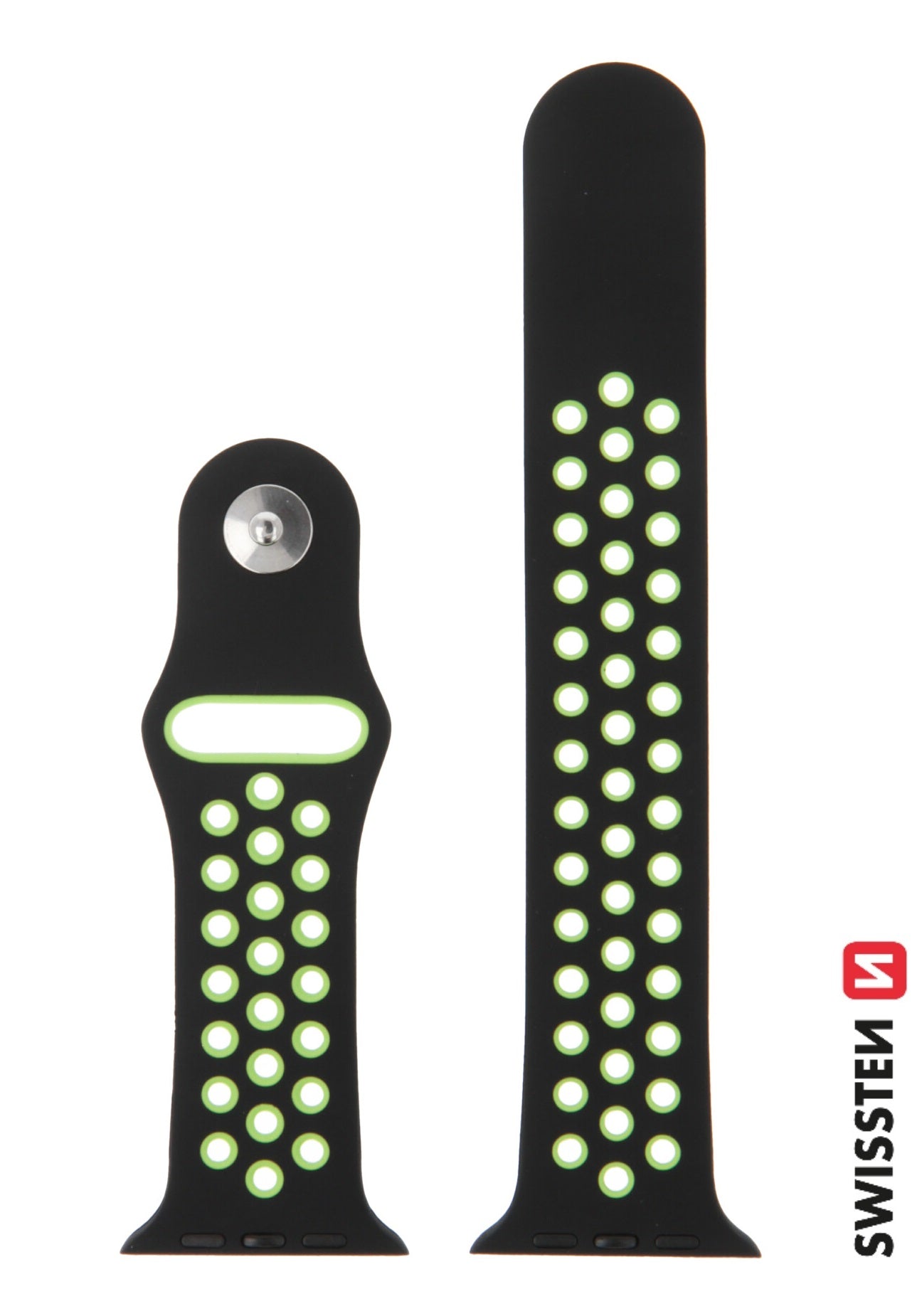 Swissten Sport Silicone Band – Geschikt voor Apple Watch 42/44/45/49 mm – Zwart - mooiprijsje.nl