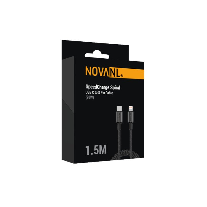 SpeedCharge Spiraalkabel USB-C naar Lightning – 20W Snelladen – 1.5 Meter - mooiprijsje.nl