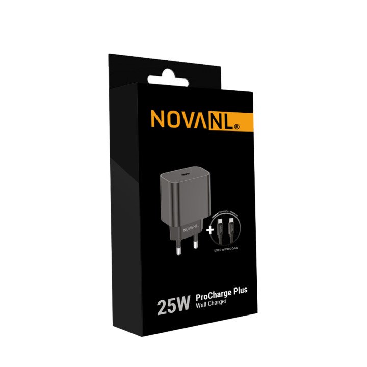 NOVANL ProCharge Plus 25W Snellader + Gevlochten USB-C Kabel - mooiprijsje.nl