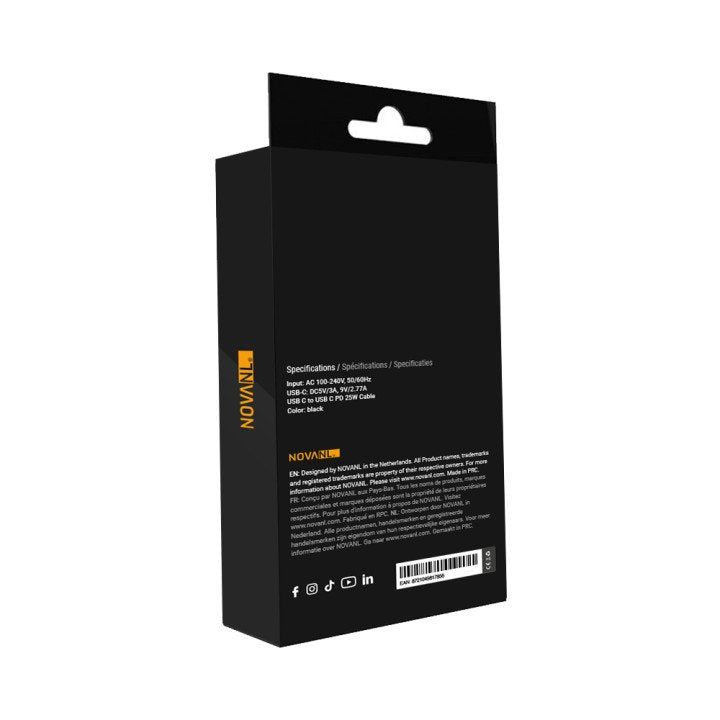 NOVANL ProCharge Plus 25W Snellader + Gevlochten USB-C Kabel - mooiprijsje.nl