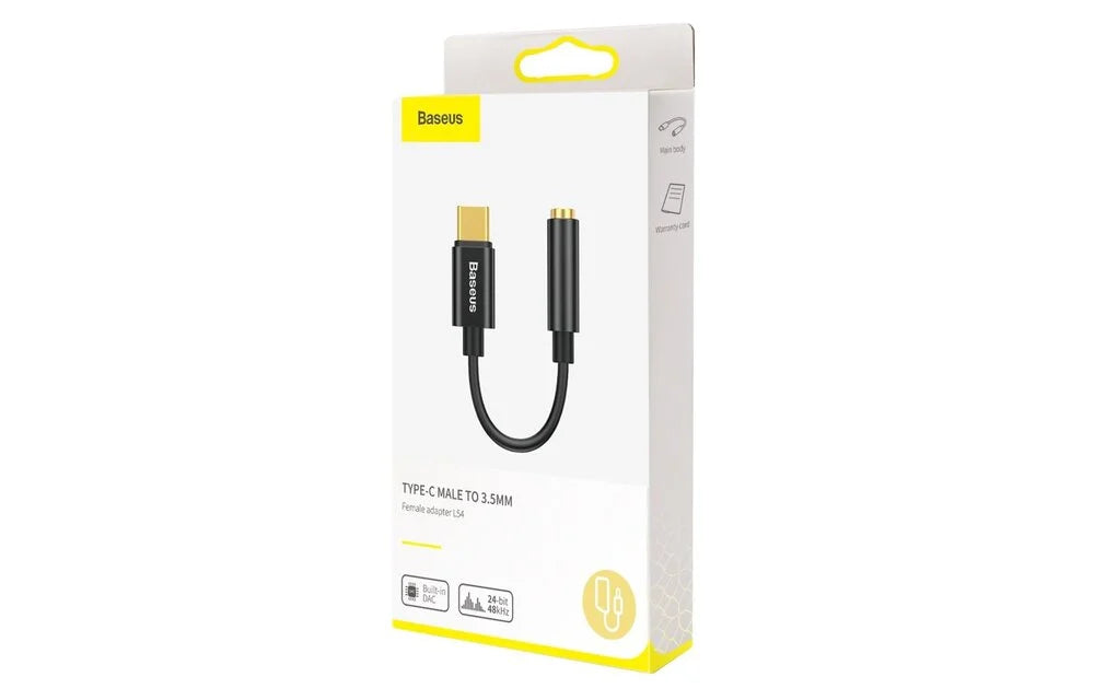 Baseus Type-C Male to 3.5mm Female Adapter L54 Black - mooiprijsje.nl