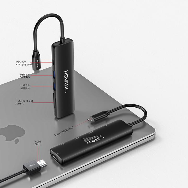 NOVANL Multifunction 6-in-1 HDMI Hub USB-C - mooiprijsje.nl
