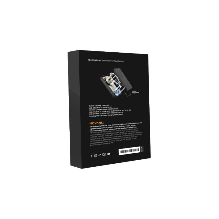 NOVANL PowerUp MagNetic (5000mAh) Power Bank Black - mooiprijsje.nl