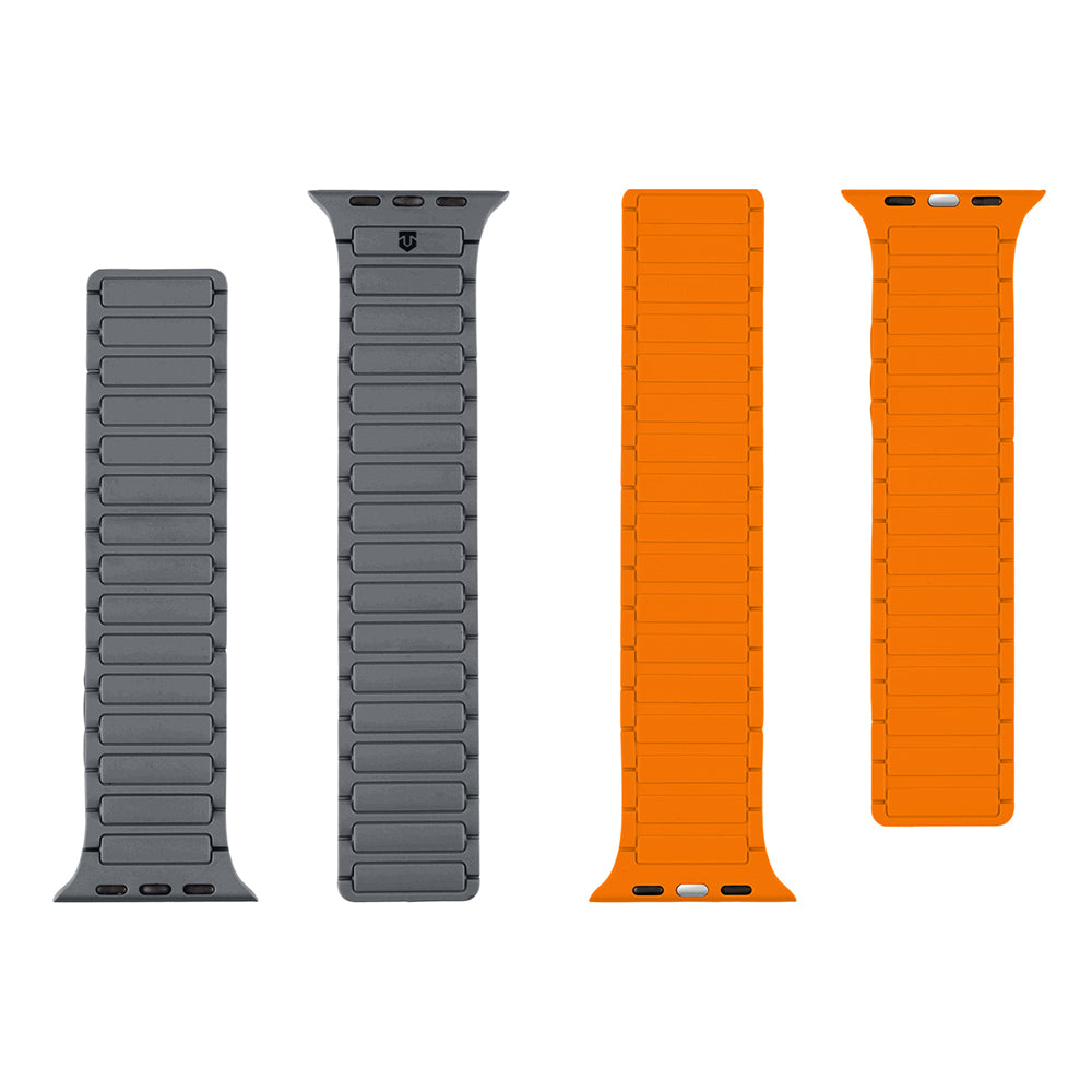 Tactical MagBand – Geschikt voor Apple Watch 42/44/45/49 mm – Grijs-Oranje - mooiprijsje.nl