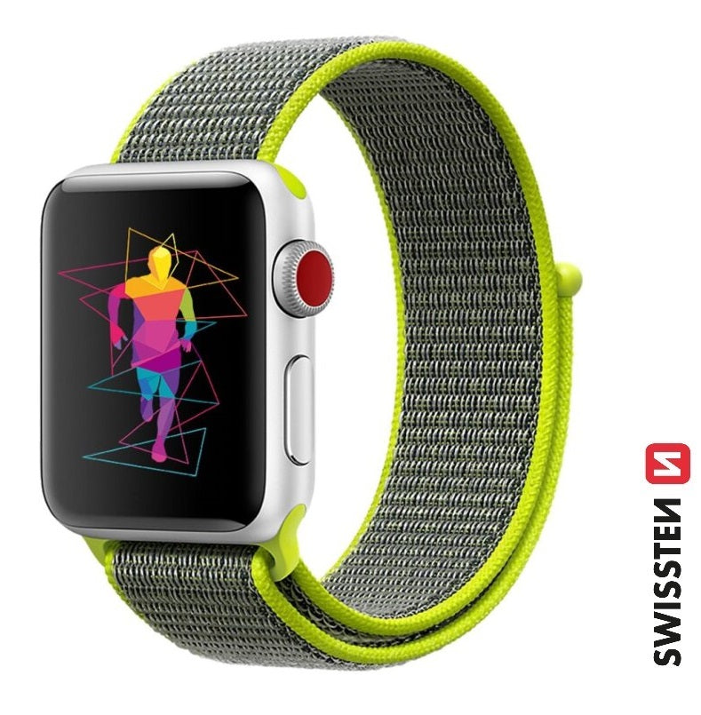 Swissten Nylon Band – Geschikt voor Apple Watch (38–41 mm) - mooiprijsje.nl